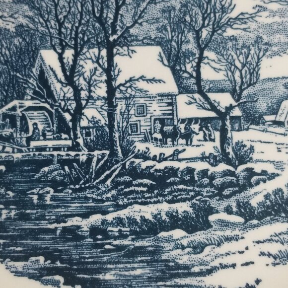 Currier & Ives Blue - Old Grist Mill - Dinner Plate - Picture 3 of 6